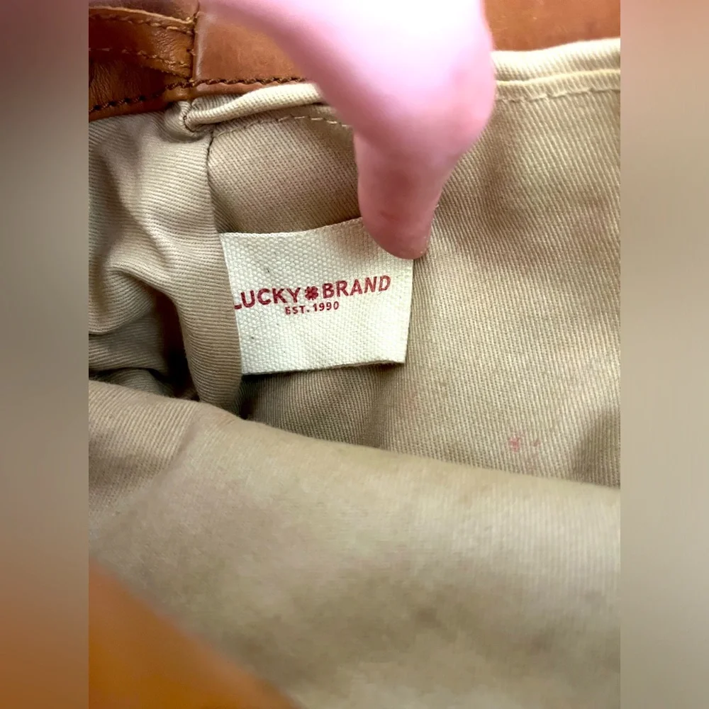 Lucky Brand Crossbody Natural Jordan Mini Brown Leather Tassel Saddle Bag - Picture 7 of 8